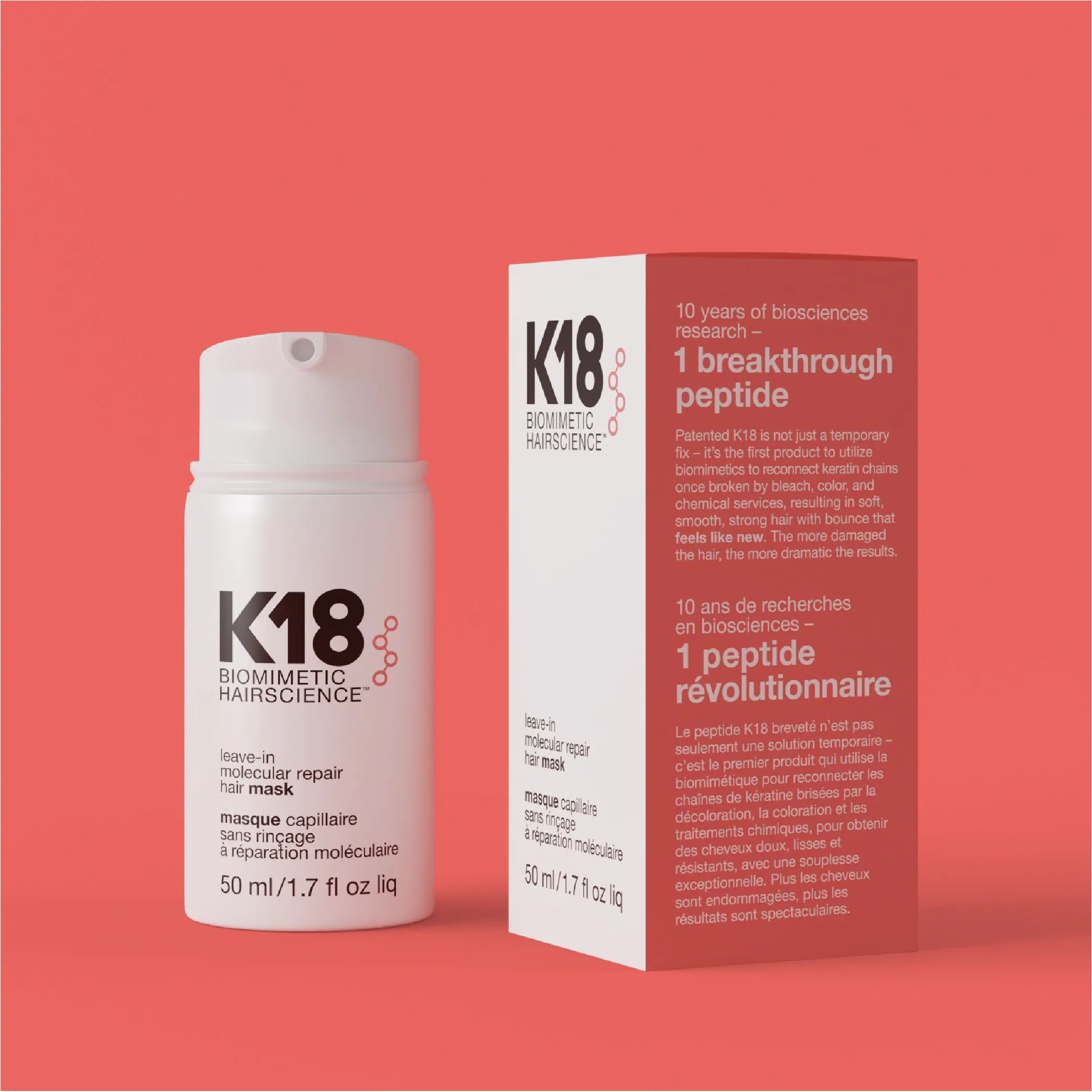 Máscara de tratamiento sin enjuague para reparar y fortalecer el cabello dañado.