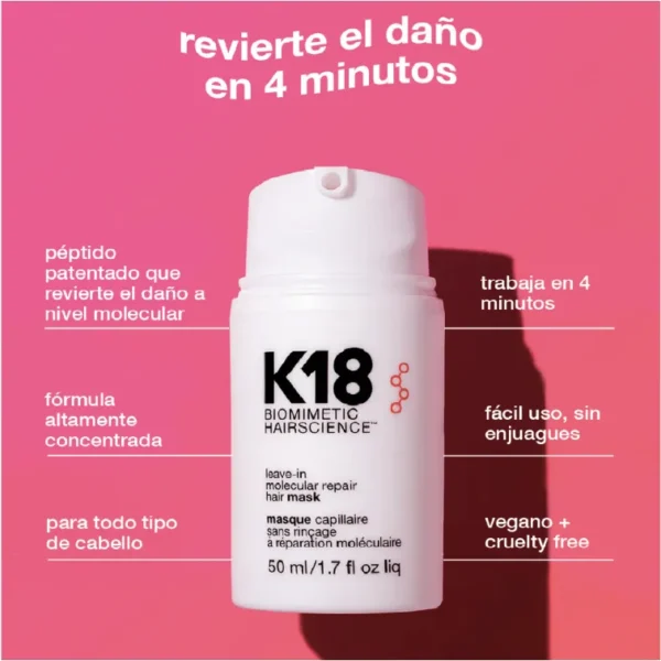 Máscara de Reparación Molecular Leave-In - K18; 5 ml - 15 ml - 50 ml - Imagen 3