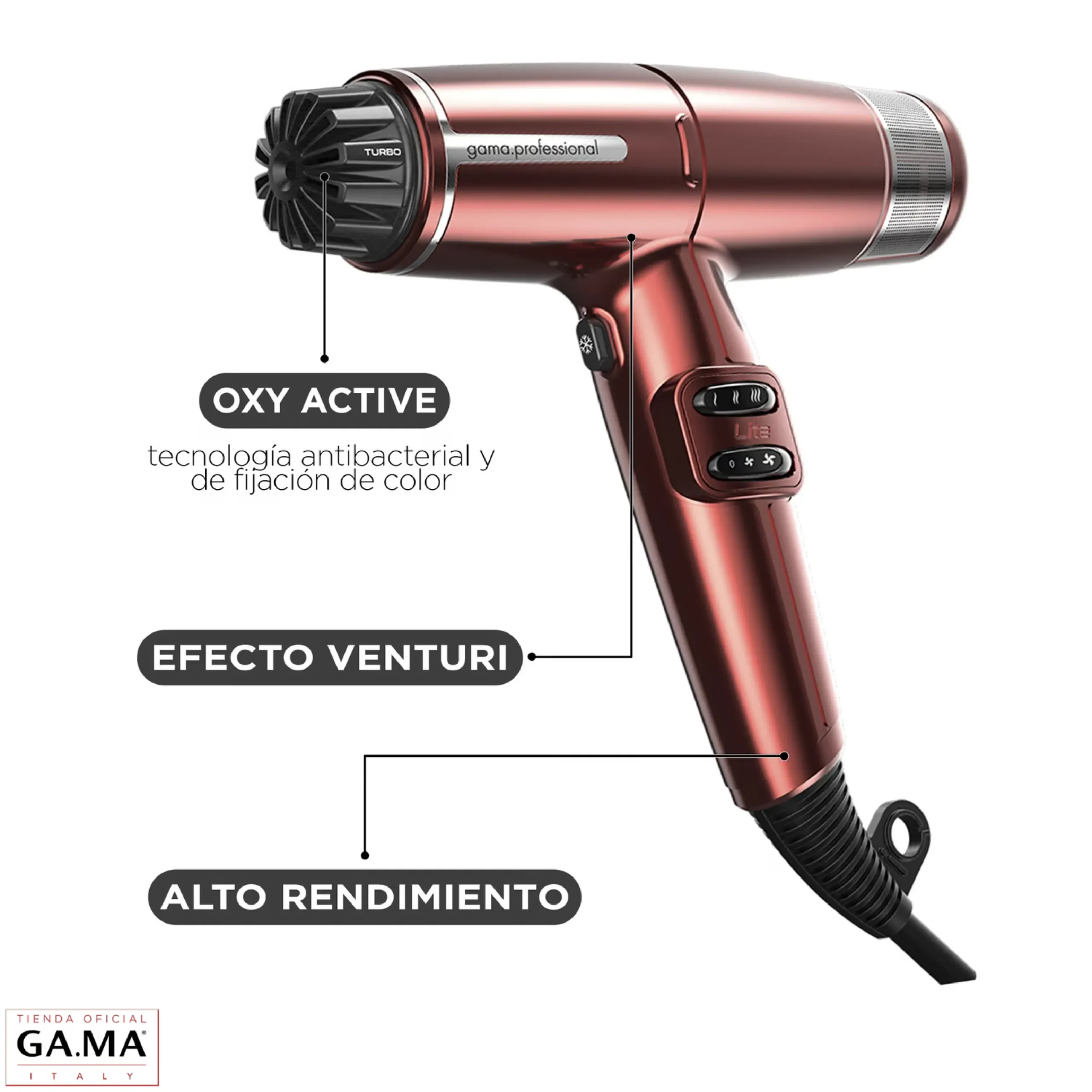 Secador Gama IQ Lite Rojo: Ligero, Potente y Profesional - Imagen 2